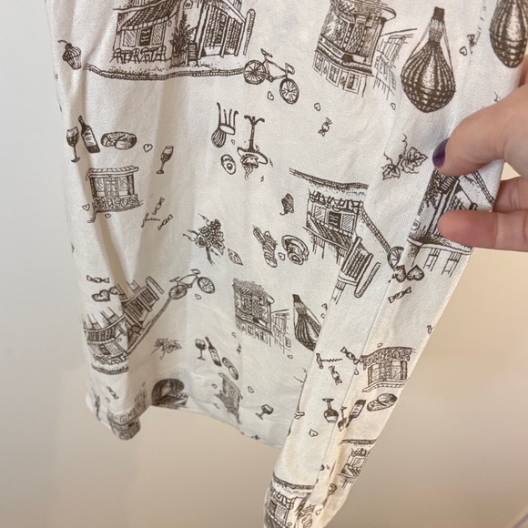 Sincerely Jules Cream Linen Pants with French Street Design, size L - Picture 5 of 7